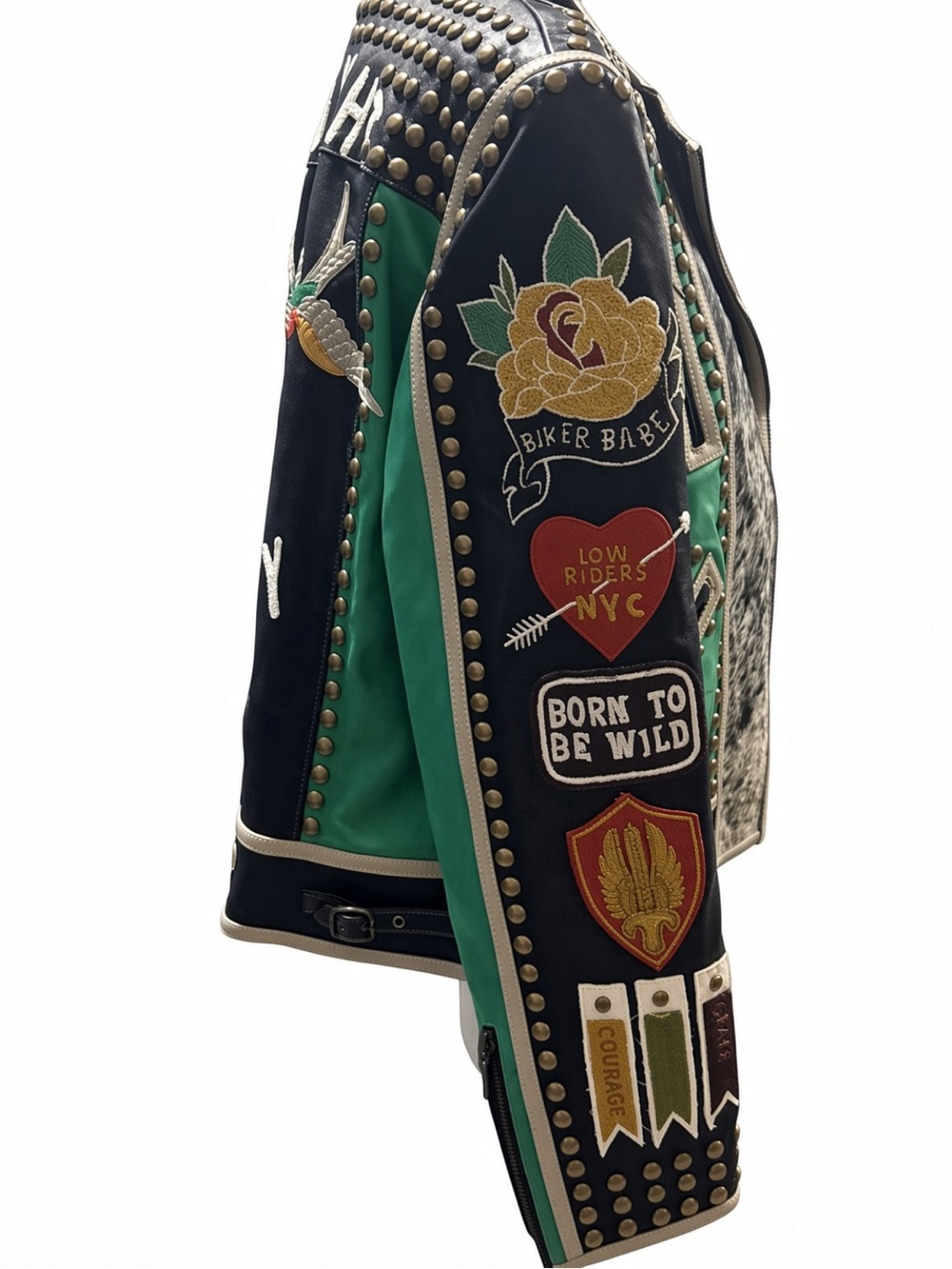 Double D Ranch Midnight Cowboy studded Embroidered Leather Biker Jacket RTL 1295 - Picture 5 of 6
